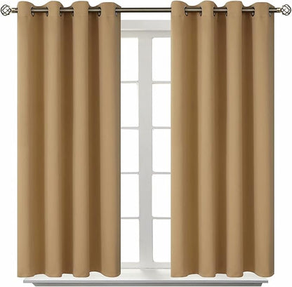 BGment Blackout Curtains for Living Room - Grommet Thermal Insulated Room Darkening Curtains for Bedroom, 2 Panels of 52 x 54 Inch, Khaki