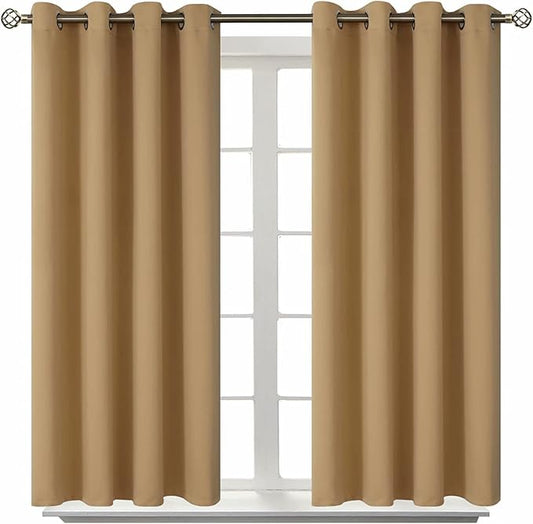 BGment Blackout Curtains for Living Room - Grommet Thermal Insulated Room Darkening Curtains for Bedroom, 2 Panels of 52 x 54 Inch, Khaki