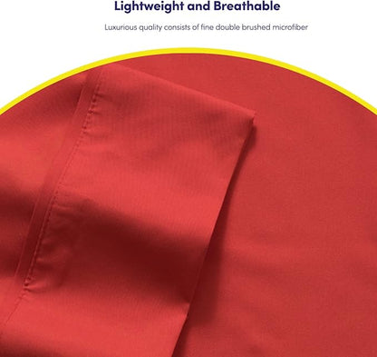Cal King Size Bed Sheets - 6 Piece 1500 Supreme Collection Fine Brushed Microfiber Deep Pocket California King Sheet Set Bedding - 2 Extra Pillow Cases, Great Value, California King, Samba Red