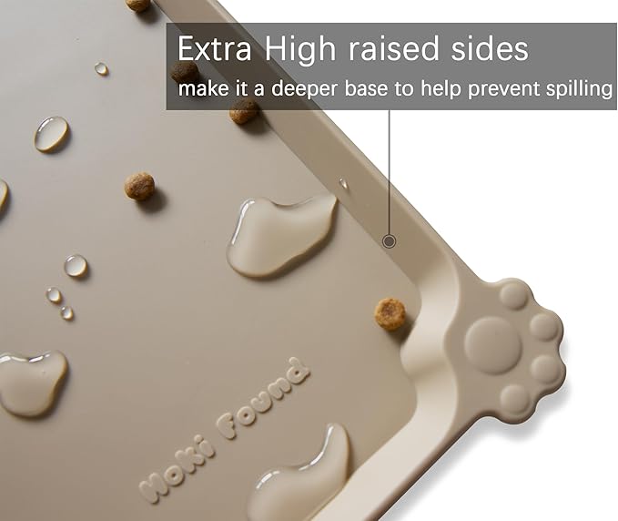 Hoki Found - Waterproof Pet Feeding Mats with High Lips, Multiple Size and Colors -T-Mewly Pet
