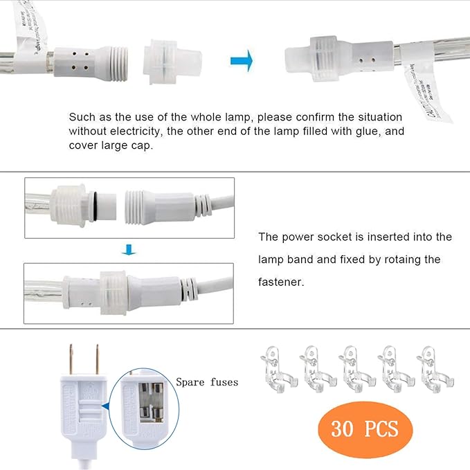 100ft LED Rope Lights Outdoor, 720 LED Connectable and Flexible Tube Lights with 8 Modes, Waterproof LED Rope Lighting for Garden, Patio, Bedroom, Party, Pool, Indoor Outdoor Xmas Decoration (Blue)