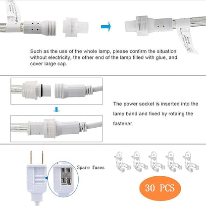 100ft LED Rope Lights Outdoor, 720 LED Connectable and Flexible Tube Lights with 8 Modes, Waterproof LED Rope Lighting for Garden, Patio, Pool, Bedroom, Party, Indoor Outdoor Decoration (White)