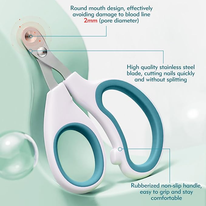 Cat Nail Clipper, Durable Stainless Steel Cat Nail Trimmer with Sharp Blade and Anti-Slip Handle, Professional Small Animal Claw Clippers for Cats Kittens Dogs Rabbits Guinea Pigs-Mewly Pet