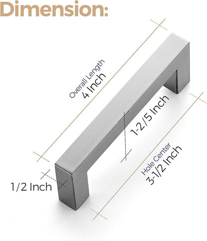 Ravinte 20 Pack 3-1/2 Inch Square Cabinet Handles Satin Nickel Pulls Brushed Nickel Drawer Pulls Kitchen Cupboard Hardware for Cabinets Cupboard Drawer Handles