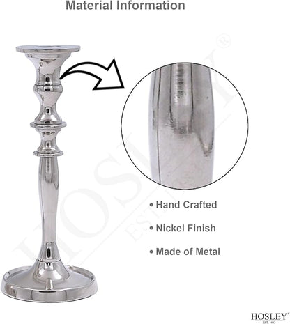 Hosley's 8" High Silver Finish Taper Candle Holder. Ideal Gift and Use for Weddings, Party, Spa or Aromatherapy