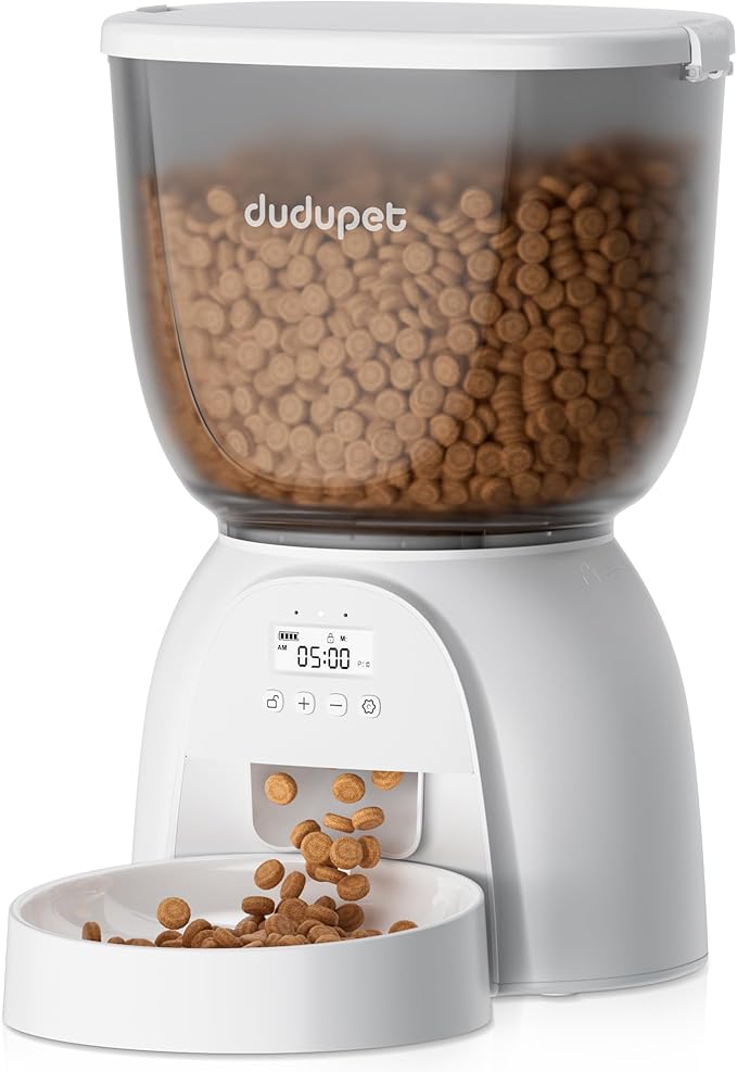 5L Automatic Cat Feeder, Timed Cat Food Dispenser, Automatic Pet Feeders Up to 6 Meal 1-20 Portion, Dual Power Supply Cats Feeder, Pet Dry Food Dispenser for Cats and Small Dogs-Mewly Pet