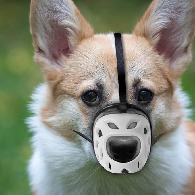 Dog Muzzle, Breathable Basket Muzzles for Small, Medium, Large and X-Large Dogs, Prevent Barking, Biting, Chewing Dog Mouth Cover Gray-Mewly Pet