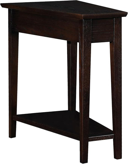Leick Home Teegan Solid Wood Recliner Wedge End Side Table with Shelf, Chocolate Oak Brown, Perfect for Living Rooms, Bedrooms, and Small Spaces, 10074-CH