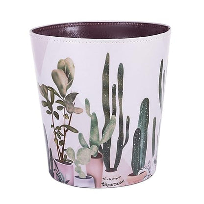 10L/2.64 Gallon PU Leather Trash Can Decorative Waterproof Wastebasket Paper Basket Garbage Bin for Home Office Bathroom