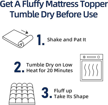 Mattress Topper Full for Back Pain, Extra Thick Mattress Pad Cover, Plush Pillow Top, Deep Elastic Pocket, Grey