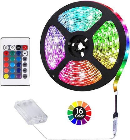 ACONDE Battery Powered LED Strip Lights, Remote Controlled, Multi-Color Changing, DIY Indoor and Outdoor Decoration, 6.56ft/2M