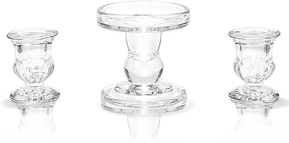 Unity Candle Holder - Glass Candle Holders for Pillar Candles Taper Candles, Glass Candlestick Holders Set of 3, Decorative Clear Glass Candlestick Holder for Wedding Table Dinning Church Centerpiece