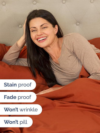 Extra Deep Full Sheet Set - 6 Piece Breathable & Cooling Sheets - Hotel Luxury Bed Sheets Set - Easy & Secure Fit - Soft, Wrinkle Free & Comfy Sheets Set - Terracotta Sheet Set with Extra Deep Pockets