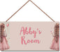 Personalized Girl Signs for Kids Room Bedroom Door Hanging Wooden Signs Custom Baby Name Flower Door Hanger Baby Nursery Room Customized Girls Room Décor