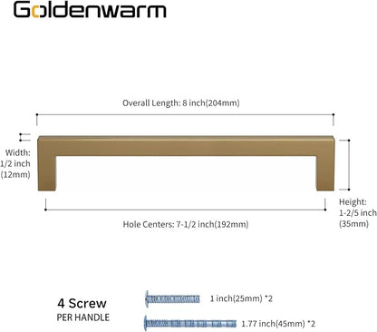 goldenwarm 25 Pack Champagne Bronze Cabinet Pulls Bronze Cabinet Pulls 7-1/2in Champagne Drawer Handles Brushed Gold Drawer Handles Square Kitchen Dresser Hardware for Dresser Bedroom