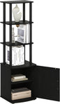 Furinno Turn-N-Tube Tall TV Entertainment Side Table Display Rack with Storage Cabinet, 3-Tier, Blackwood/Black
