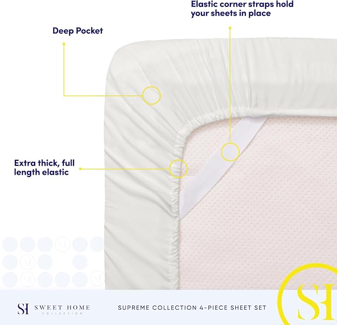 Twin Sheets - Breathable Luxury Sheets with Full Elastic & Secure Corner Straps Built In - 1800 Supreme Collection Extra Soft Deep Pocket Bedding Set, Sheet Set, Twin, Ivory