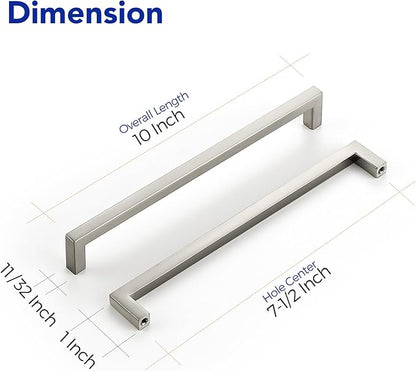 Ravinte 30 Pack Solid 7-1/2 Inch Center to Center Slim Square Bar Drawer Handles - Cabinet Hardware Brushed Nickel Pulls for Kitchen and Drawers