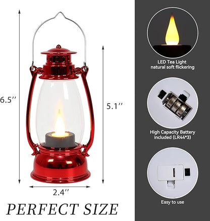 (6 Pcs-5.1in) Mini Red Lanterns for Christmas Decor, Lightweight Portable Small LED Lanterns Decorative Indoor & Outdoor Hanging Ornaments for Weddings Party Halloween Classroom Decorations