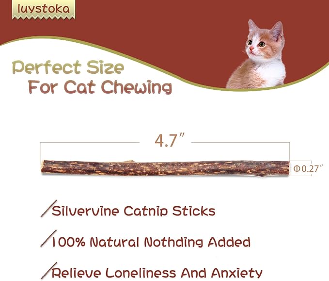 Silvervine Sticks for Cats, 30PCS Kitten Toys Catnip Toys Matatabi Silvervine Sticks Kitty Chew Toys Wooden Stick Kitten Teething Toys Molar Suitable for Cats of All Ages-Mewly Pet