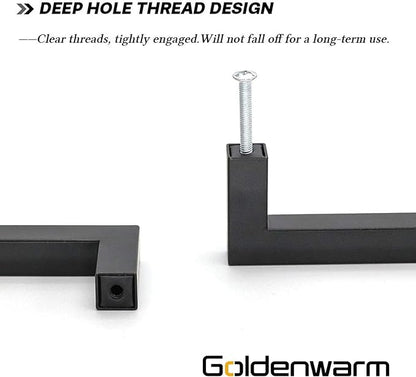 goldenwarm 10 Pack Single Hole Black Cabinet Knobs Kitchen Cabinet Handles Stainless Steel Cabinet Hardware Black Knobs Handles Pulls for Bathroom Cabinets and Cupboard, 2in(50mm) Overall Length