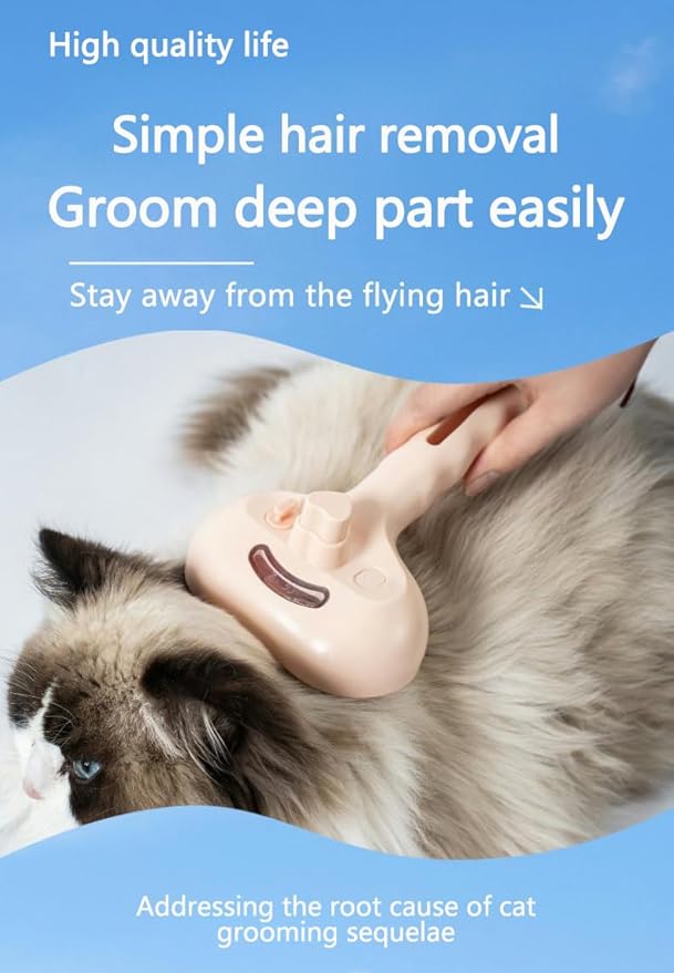 Pet Grooming Steam Brush, Pet Spray Hair Removal Comb, Anti-Static, Rechargeable, Comfortable Grip, for Dogs & Cats, Spray Hair Removal Comb, Steam Brush for Shedding & Grooming, Green-Mewly Pet