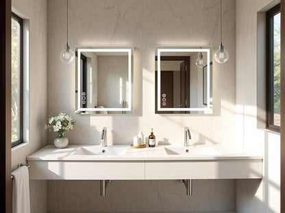 36"x 36" LED Bathroom Mirror with Lights, Double Lighting Sources Dimmable, LED Mirror for Bathroom, Anti-Fog, Lighted Bathroom Vanity Mirror for Wall, ETL Listed, Tempered Glass(Horizontal/Vertical)