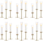NUPTIO Gold Candlestick Holders Bulk: Set of 18 Glass Hurricane Taper Candle Holders - Decorative Candle Stick Stand for Fall Christmas Fireplace Dining Table Decor