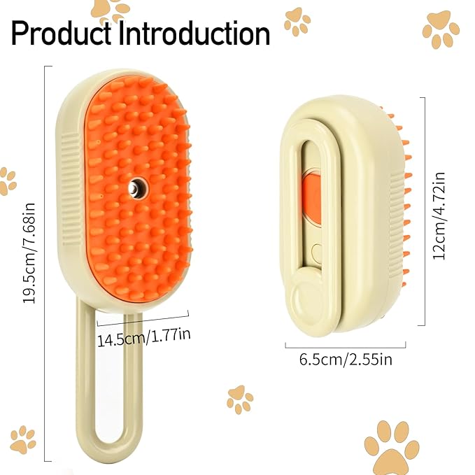 Steam Pet Brush, Steaming Cat Brush, 2025 New 3 in 1 Pet Steam Groomer Brushes, Lifweb-E-Comb,Massaging and Cleaning Hair Removal Multifunctional for Cats and Dogs.(Orange 1Pcs)-Mewly Pet
