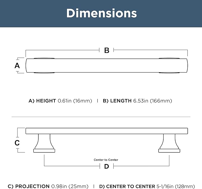FRANKLIN BRASS Tiered Foot (10-Pack) Cabinet Handles 5-1/16" Hole Center Pulls | Matte Black Hardware Kitchen Door, Drawers, Dressers, Furniture P49574C-FB-B