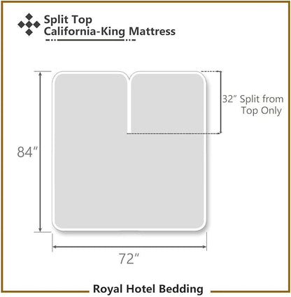 Royal Hotel Bedding Mattress Topper, Top-Split California King, 2 Inches Hypoallergenic Overfilled Down Alternative Anchor Bands Mattress Topper