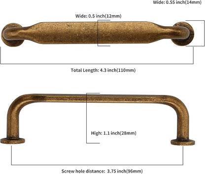 Asidrama 20 Pack 3.75 Inch(96mm) Antique Brass Kitchen Cabinet Handles, Cabinet Pulls Vintage Retro Kitchen Cabinet Hardware for Cupboard Drawer Pulls