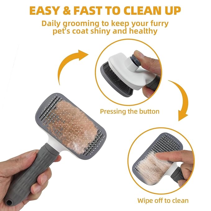 Dog Brush for Shedding,6 PCS in One Pet Slicker Hair Brush Kit Organizer Bag - Dog Cat Grooming Deshedding Undercoat Rake Brush Comb for All Small Large Dogs Cats Grey-Mewly Pet