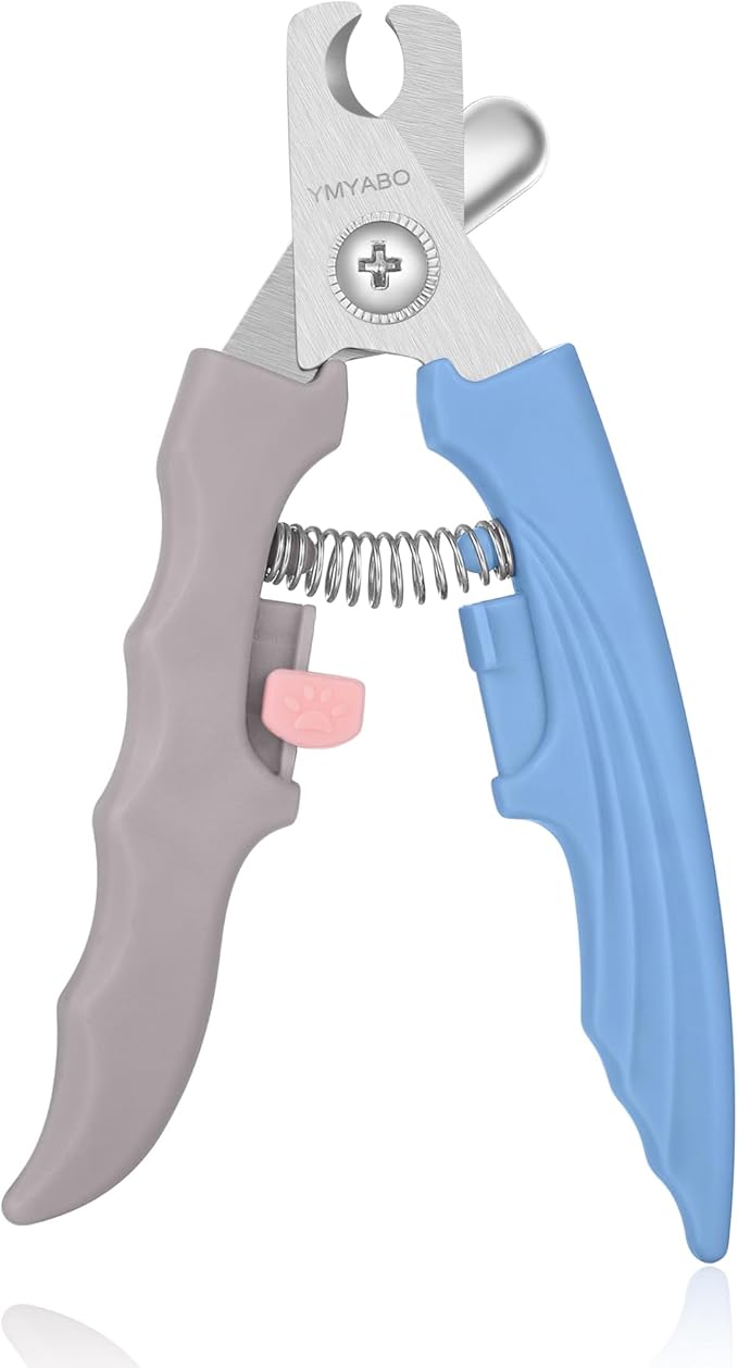 Pet Nail Clipper,Dog Nail Trimmers Safety Guard to Aviod Over Cutting,Puppy Cat Claw Trimmer,with Free Dog Comb Nail File, Sharp Grooming Clipper, Great for Thick Toenail, Blue-Mewly Pet
