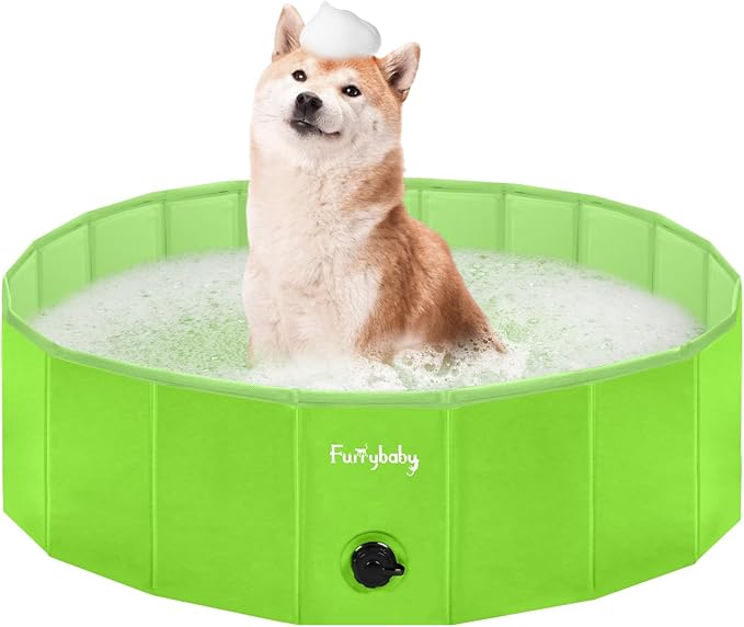 Furrybaby Dog Pool, Foldable Dog Pools for Large Dogs Portable Kiddie Pool Pet Doggie Wading Swimming PoolGreen 39''Indoor and Outdoor-Mewly Pet