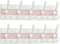SKOLOO Coastal Wall Mounted Coat Rack - 17" Beach House Entryway Wooden Coat Hook with 5 Hooks for Hanging Coats, Hats or Towels, Oceanfront Cottage Core Collection, White & Palm Beach Pink, Pack of 2