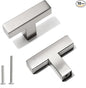 Cabinet Pulls Single Hole Cabinet Handles, 10 Pack Square Brushed Nickel Bar Cabinet Pulls Drawer Cabinet Knobs Cupboard Hardware Cabinet Handles, Stainless Steel Single Hole Cabinet Knobs