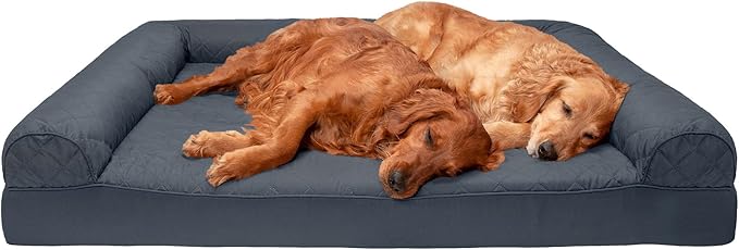 Furhaven Orthopedic Dog Bed for Large Dogs w/ Removable Bolsters & Washable Cover, For Dogs Up to 125 lbs - Quilted Sofa - Iron Gray, Jumbo Plus/XXL-Mewly Pet