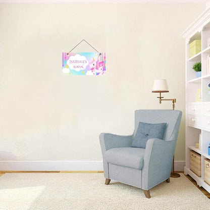 Personalized Signs Cute Unicorn Sign Custom Name Wall Decor Front Door Decor Home Decorative for Kids Room Girls Room Boys Baby Bedroom