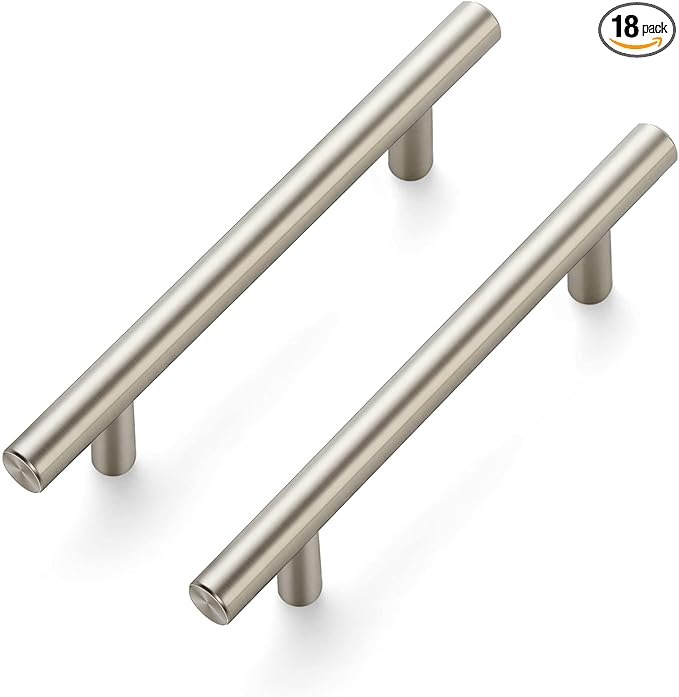 Ravinte 18 Pack 6-3/8 inch Cabinet Pulls Brushed Nickel Stainless Steel Kitchen Cupboard Handles Cabinet Handles, 4 inch Hole Center