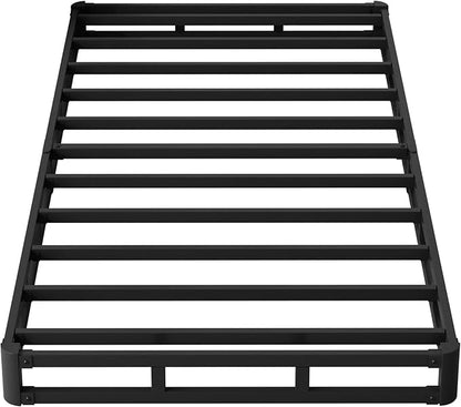 Box Spring Twin 4 Inch Low Profile, Heavy Duty Metal Box Spring Bed Base with Fabric Cover, Mattress Foundation, Easy Assembly, Noise Free, Black