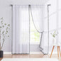 Treatmentex White Sheer Curtains Black Pompoms 63" inches Long Window Draperies for Boy's Room Bed Canopy 2 Panels Rod Pocket