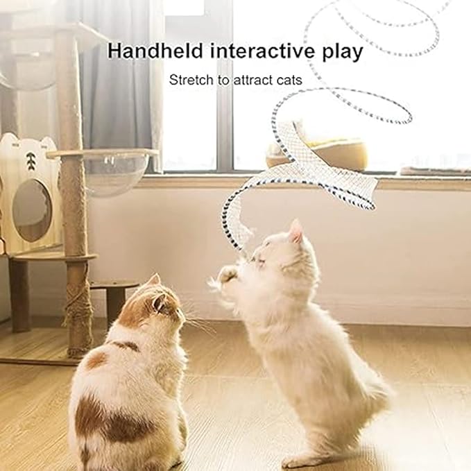 Folded Cat Tunnel Toy for Indoor Cats, 2 PCS Collapsible Pet Spring Cat Toys with Feather Mouse Upgrade Interactive Toy Playing Tent for Puppy Kitten Accessories Home-Mewly Pet