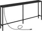 70.9'' Console Table with Power Outlet, Narrow Sofa Table, Industrial Entryway Table with USB Ports, Behind Couch for Entryway, Hallway, Foyer, Living Room, Black CTHB18E01