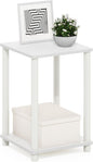 Furinno Turn-N-Tube Side Table, 2-Tier End Table with Open Shelf, Toolless Night Stand, Bedside Table, for Living Room, Bedroom, White