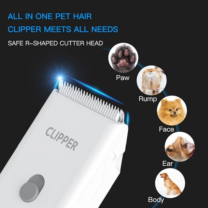Dog Cat Home Hair Waterproof Clipper Portable Electric USB Rechargeable Pet Grooming Tools Low Noise Shaver Cordless Trimmer for Small and Large Pets-Mewly Pet