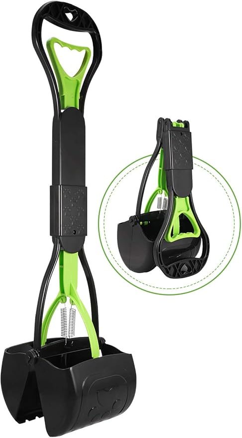 PPOGOO Non-Breakable Pet Pooper Scooper for Dogs and Cats with Long Handle High Strength Material and Durable Spring for Easy Grass and Gravel Pick Up-Mewly Pet