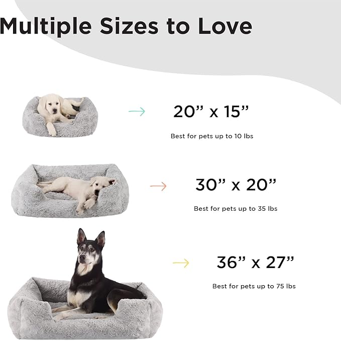 Best Friends by Sheri Lux Lounge Bed Calming Faux Fur Dog Bed, Gray, Large, 36" x 27"-Mewly Pet