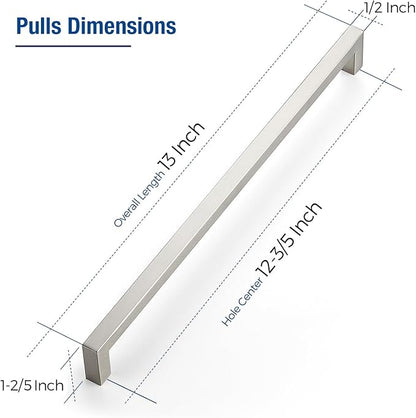 JOY DECOR 4 Pack Cabinet Handles, Brushed Nickel Cabinet Pulls, 12-3/5 Inch Kitchen Closet Handles Square Drawer Pulls Stainless Steel Drawer Hardware, 320mm Hole Centers