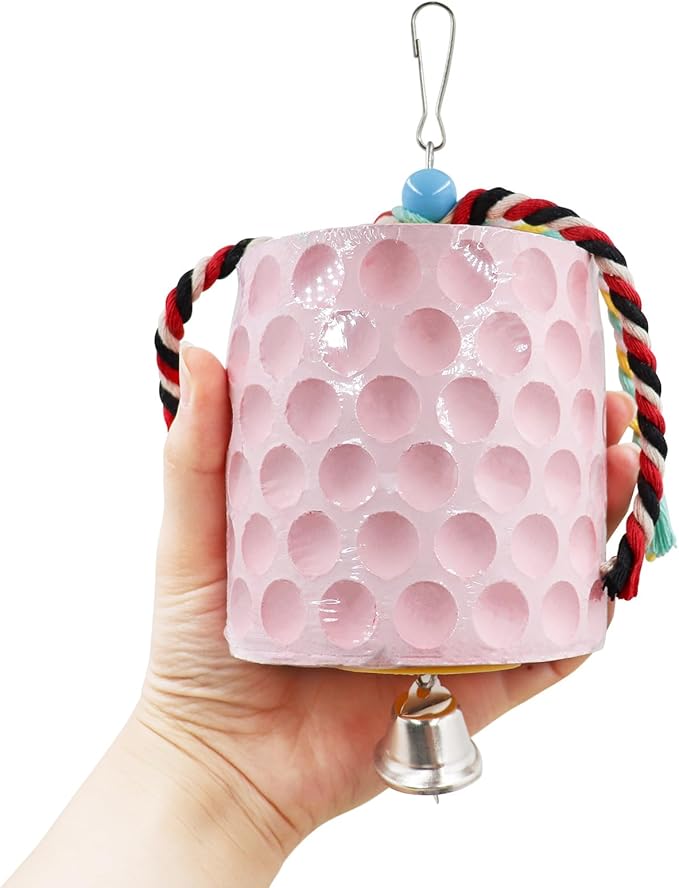 Extra Large Bird Chewing Toy, Parrot Beak Grinding Calcium Stone with Bells, Bird Cage Accessories, Cage Toys for Cockatiel Parakeet Parrot Budgies Rat Hamster Chinchilla Rabbit Bunny African Grey-Mewly Pet